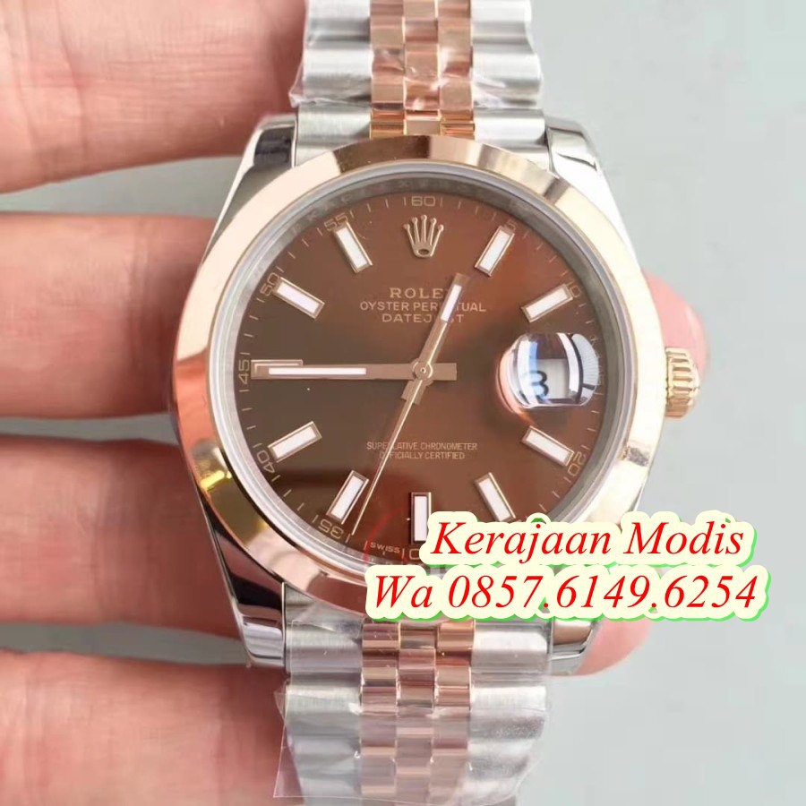 Import ROLEX DATEJUST 41 126301 NOOB SWISS CLONE 1.1 RG WRAPPED BROWN DIAL NEW Garansi 1th