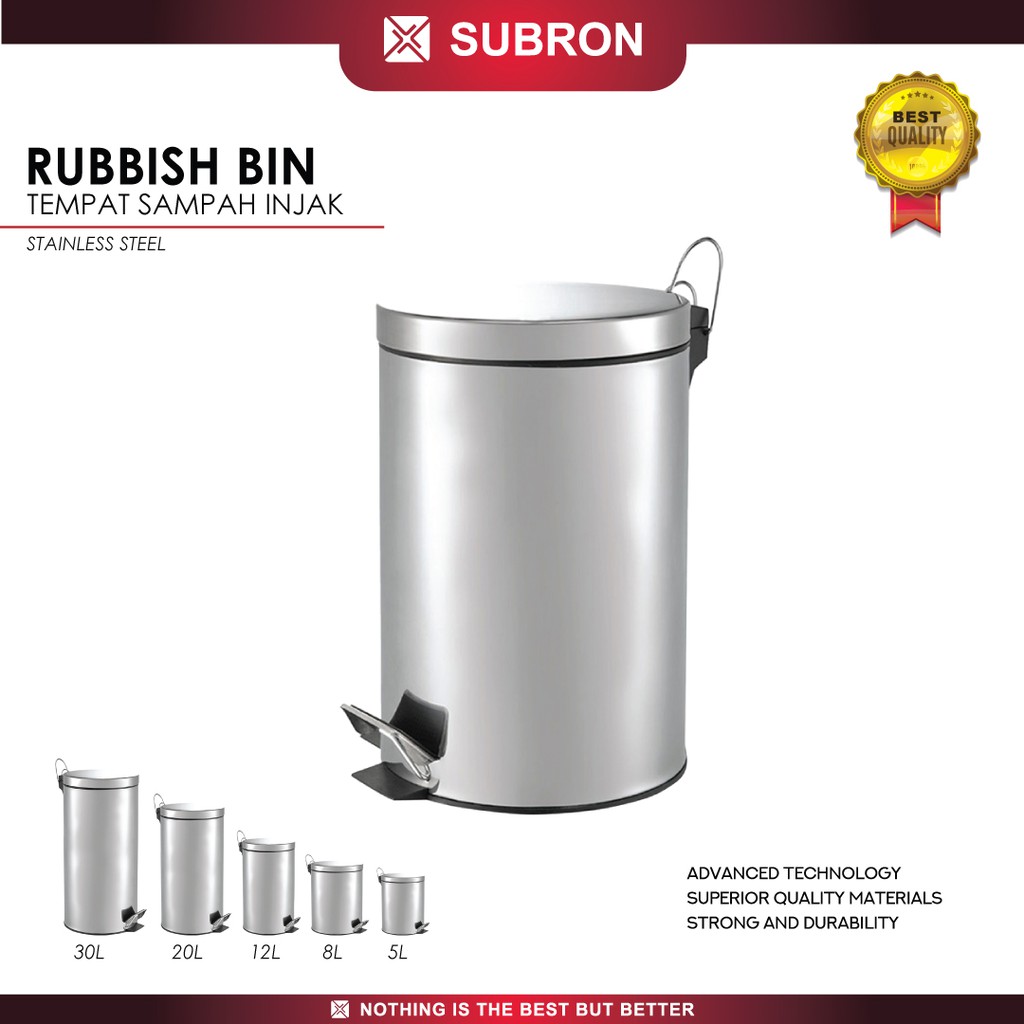 Jual Subron Tempat Tong Sampah 30 Liter Stainless Injak Rubbish Bin Rumah Shopee Indonesia 7787