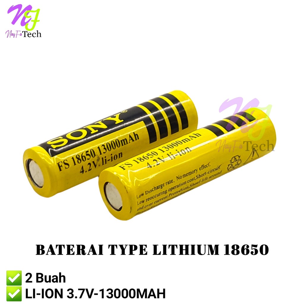 Jual Baterai 18650 Rechargeable/Cas Li-ion 4.2volt-13000mAh Warna ...