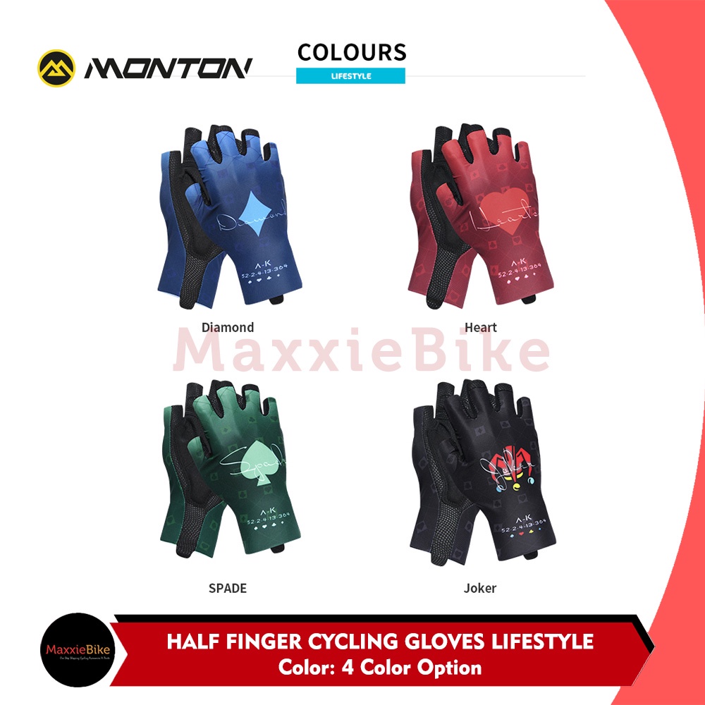 Jual Monton Sarung Tangan Sepeda Gowes Lifestyle Joker Spade Heart Diamond Cycling  Gloves Half Finger Light Breathable