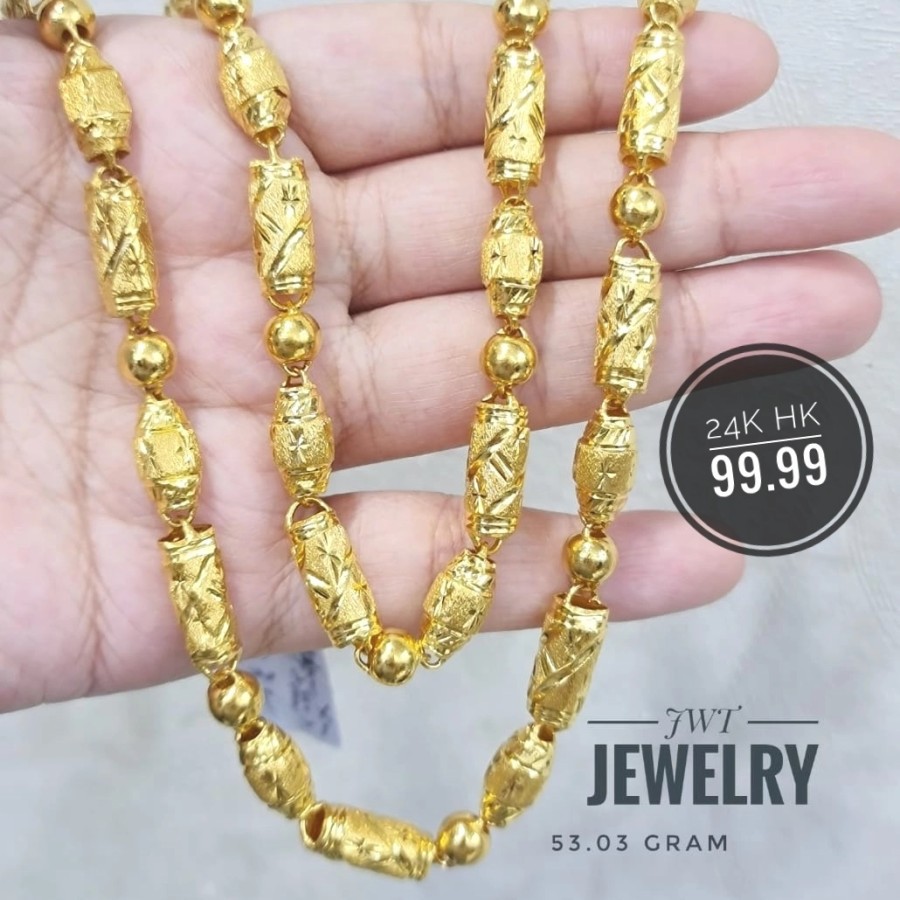 Jual KALUNG EMAS PRIA 24k HK 9999 TABUNG CYLINDER CHAIN TAMPAK BESAR