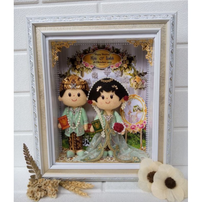 Jual Frame Boneka Wedding Potrait | Kado Wedding | ukuran 23x27 & 25x30 ...