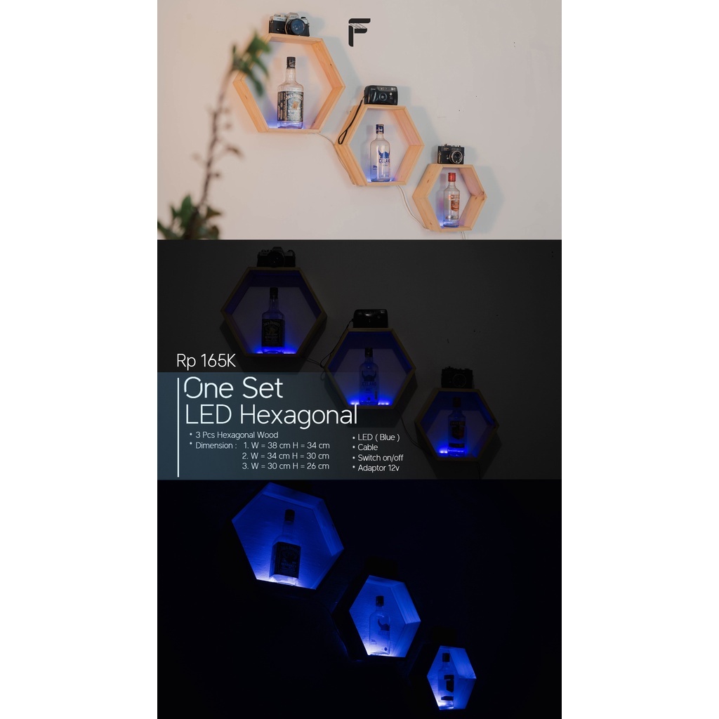 Jual LED HEXAGONAL SET | Dekorasi dinding minimalist 1 Set (3Pcs ...