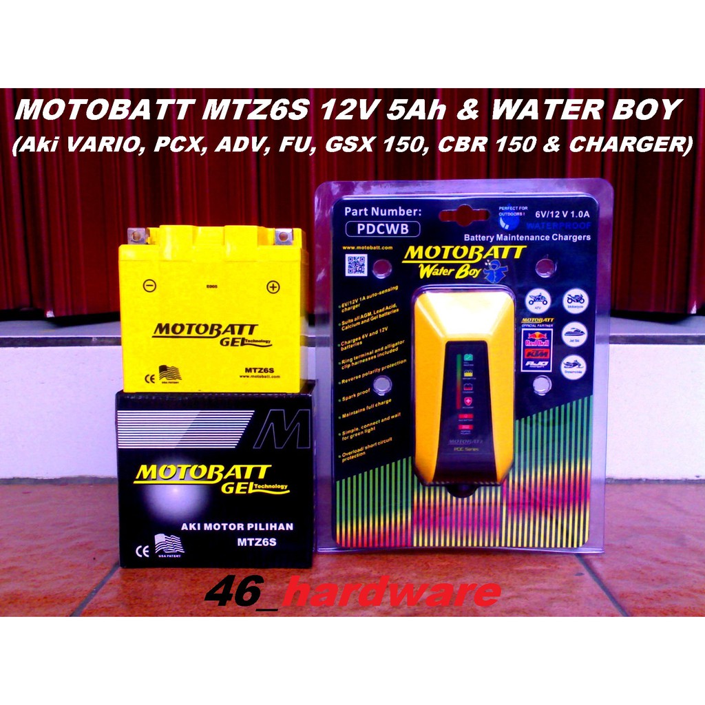 Jual AKI MOTOBATT MTZ6S GEL 12V 6Ah VARIO PCX FU GSX CBR150 NMAX WATER