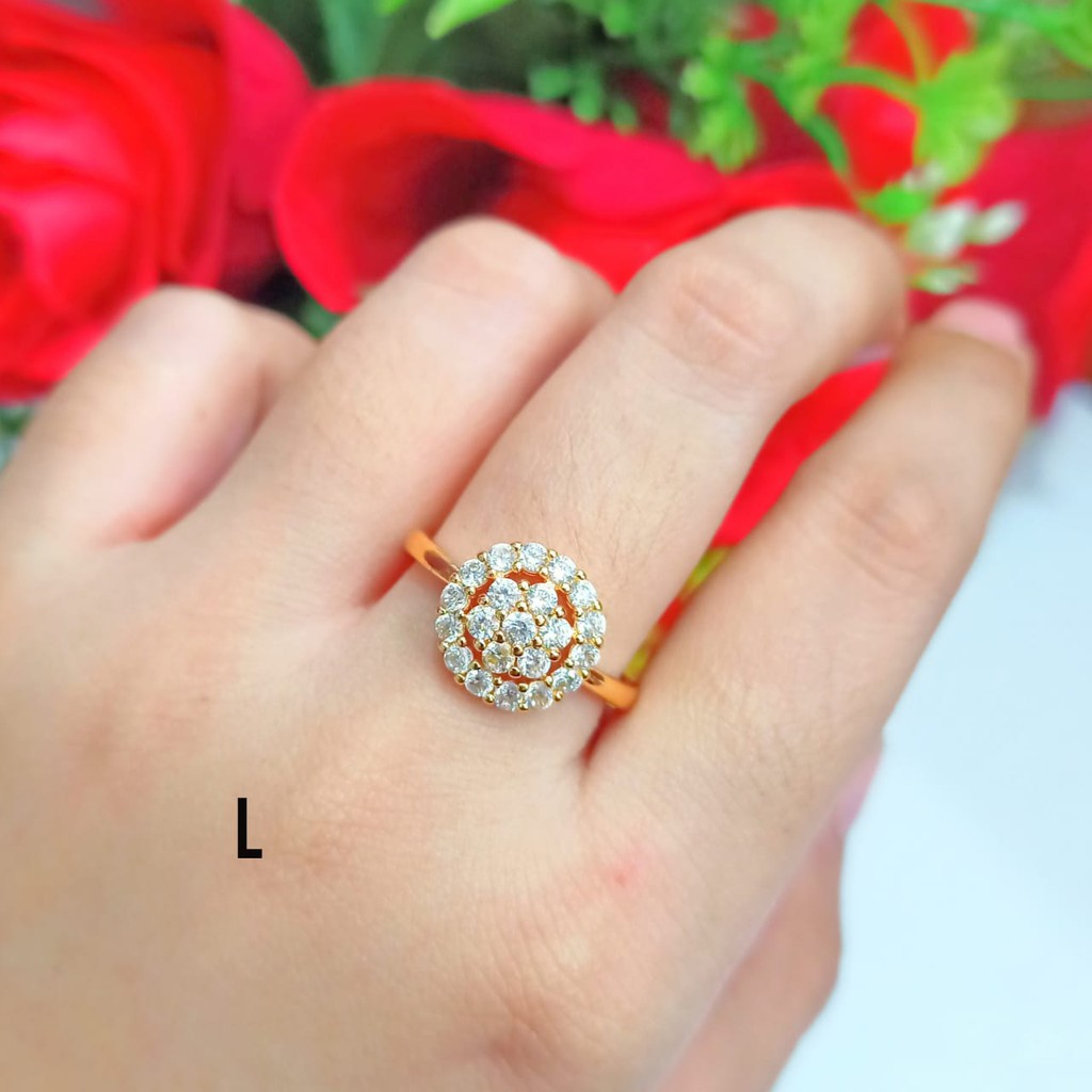 Jual CINCIN WANITA ANTI KARAT WARNA EMAS BUNGA PERMATA AMERICAN