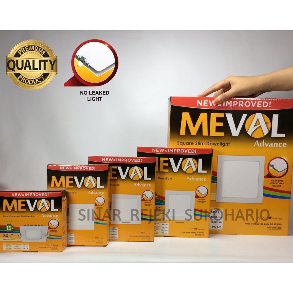 Jual MEVAL 12W Advance Square / Kotak LED Slim Downlight IB / OB Inbow ...