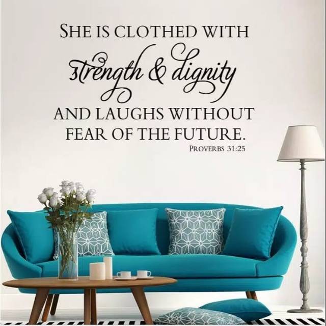 Jual Stiker dinding wallpaper ayat firman Tuhan kristen She is clothed