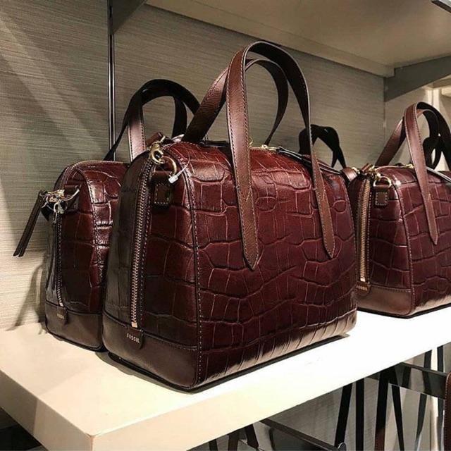 Tas Fossil Sydney Satchel SS Croco Large New Original