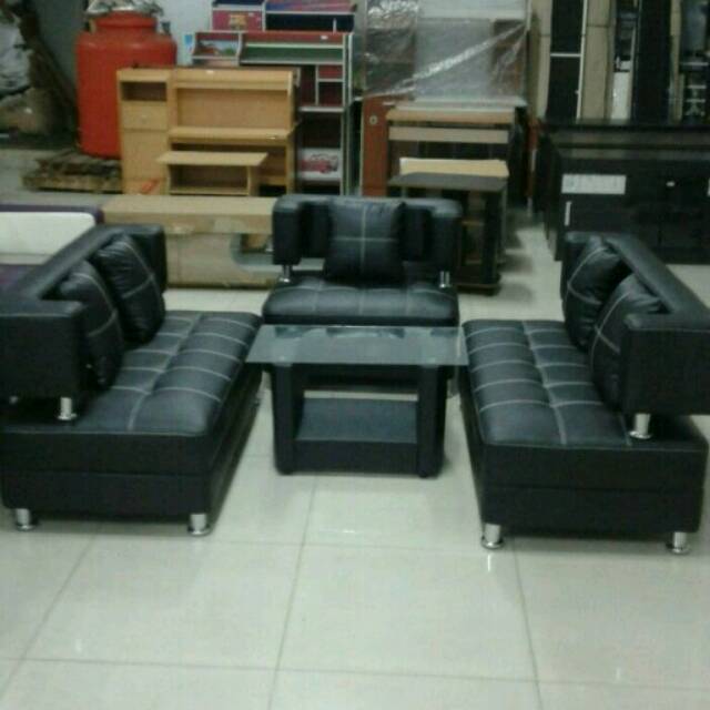 Jual Sofa minimalis terbaru kursi ruang tamu murah full hitam | Shopee