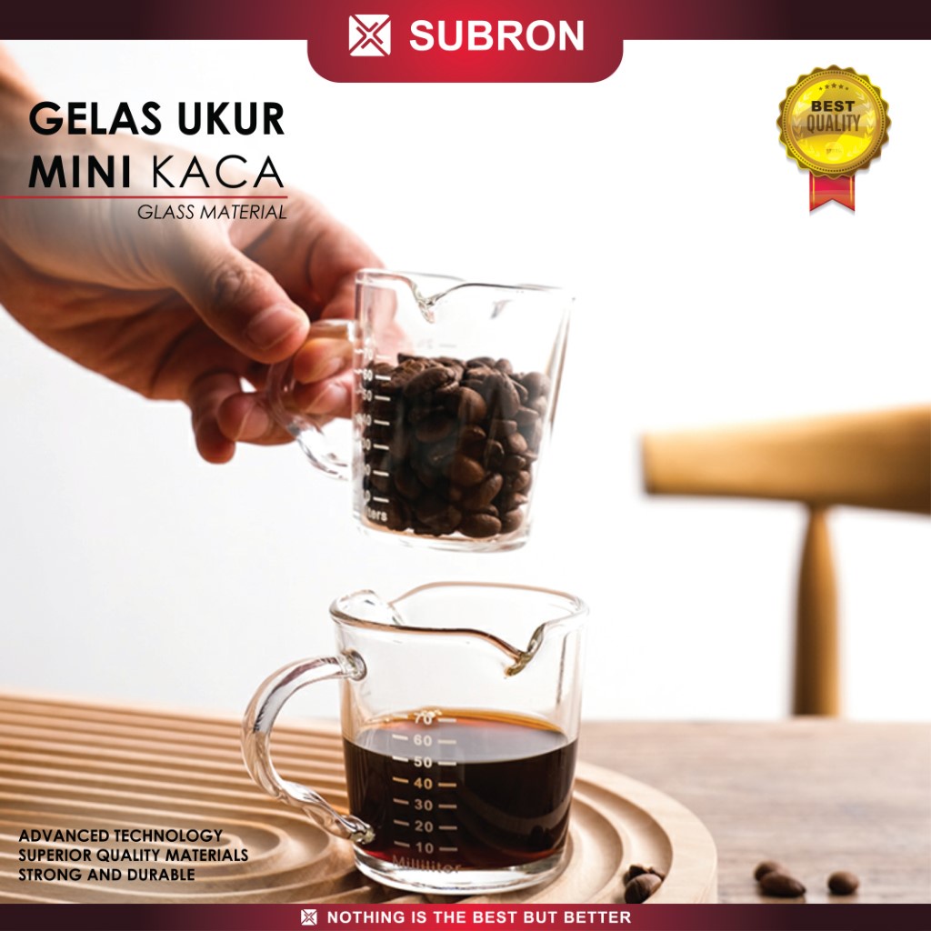 Jual Subron Gelas Takar 70ml Double Mouth Shot Glass Espresso Coffee Kaca Measuring Milk Sugar 4276