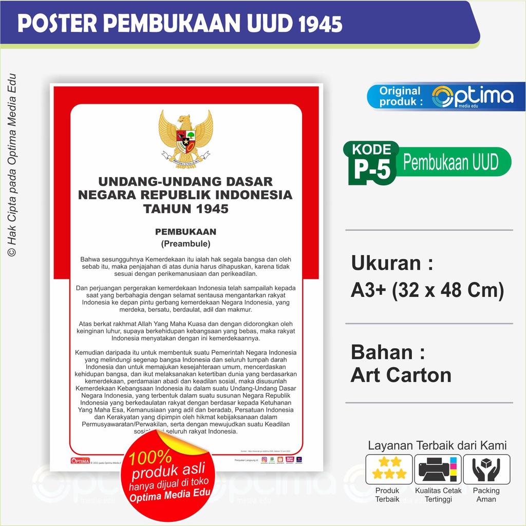 Jual Poster Butir P4 Pancasila Teks Proklamasi Sumpah Pemuda Pembukaan Uud 45 Kartu 4097