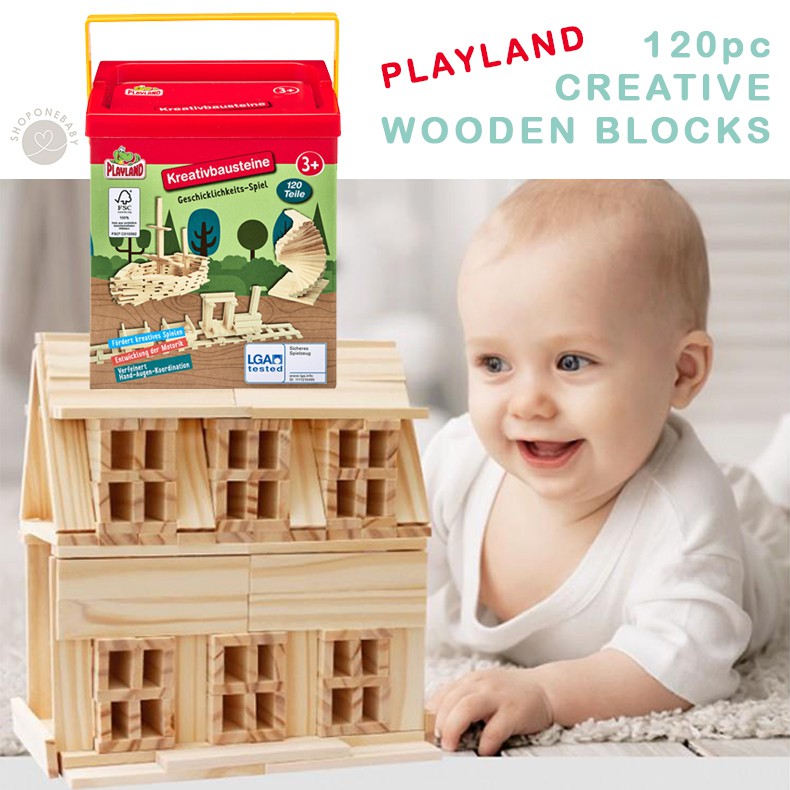Jual INSTAN Playland 120pc Creative Wooden Blocks Kids Toys Mainan