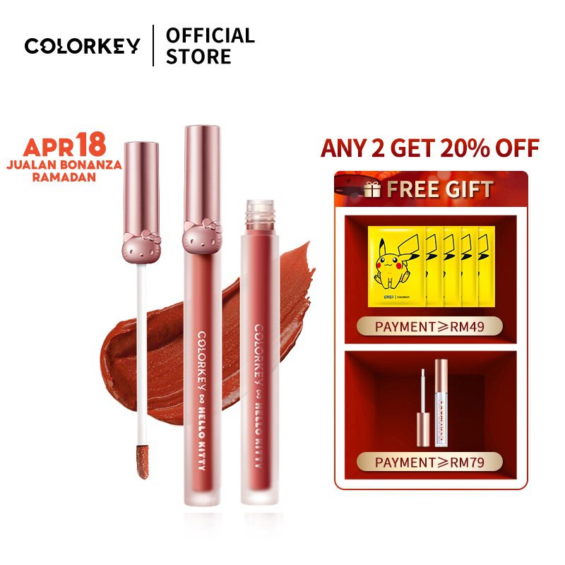 Jual Colorkey X Hello Kitty CoBranded Lip Gloss Velvet & Matte Texture