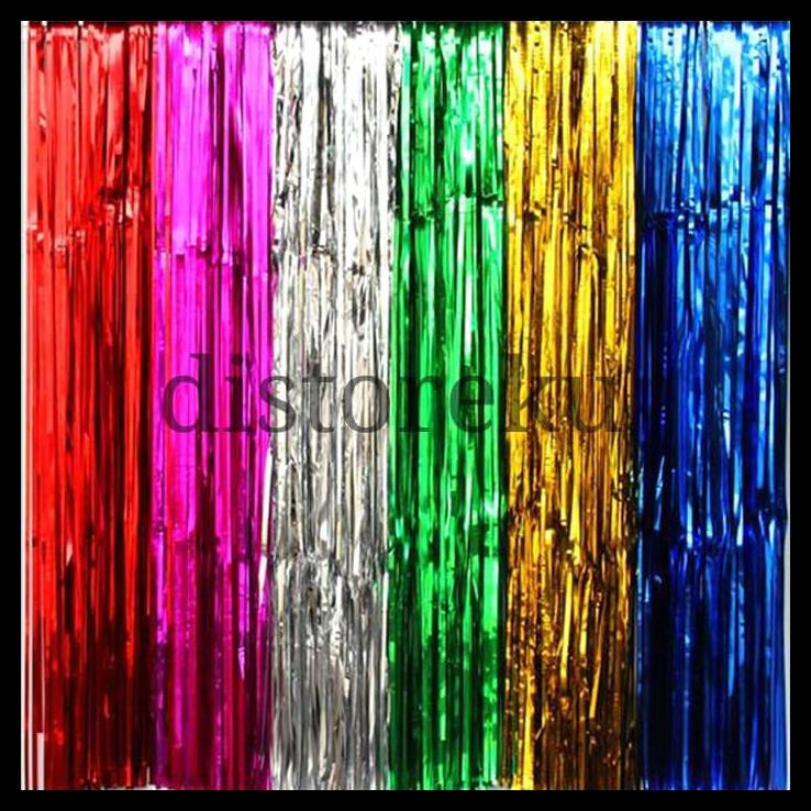 Jual Tirai Rumbai Tirai Backdrop Curtain Slinger Foil Banner Fringe ...