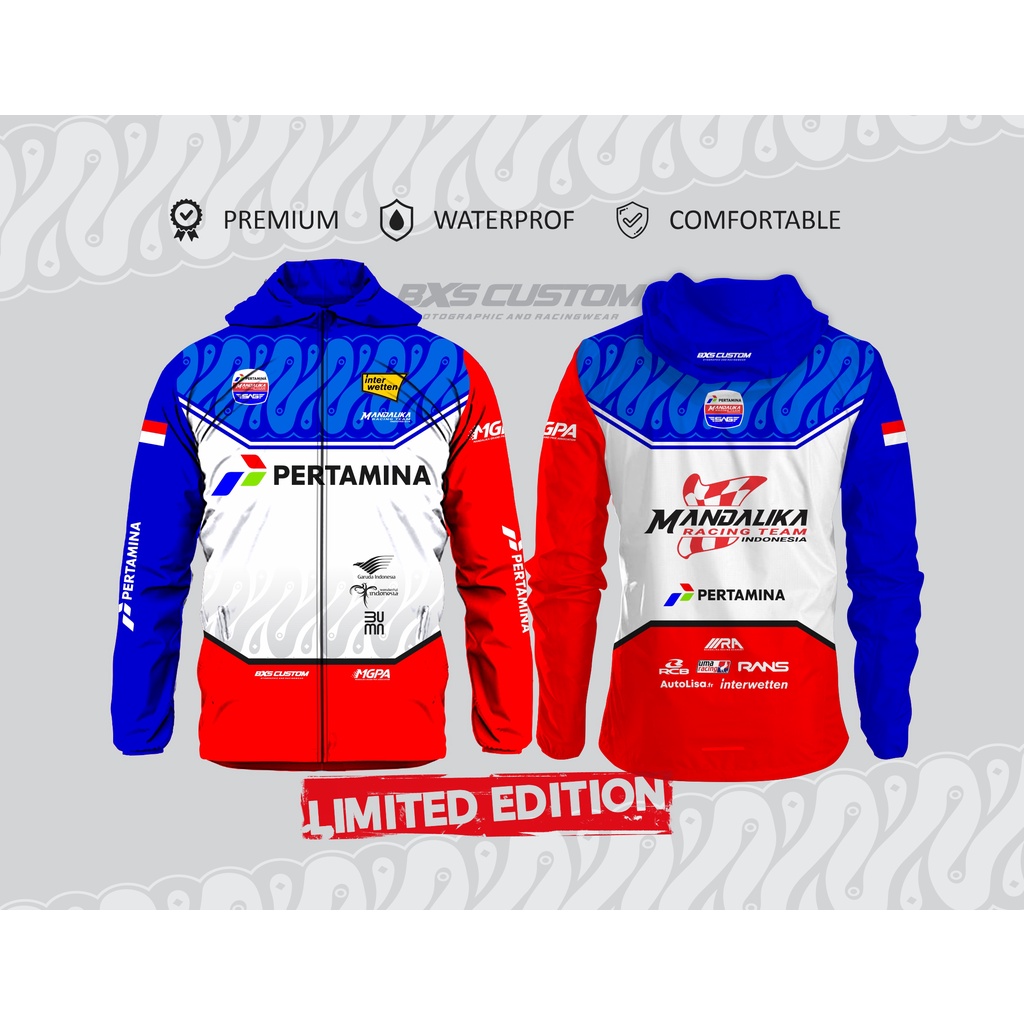 Jual (NEW) JAKET PERTAMINA MANDALIKA SAG RACING TEAM WATERPROOF JACKET ...