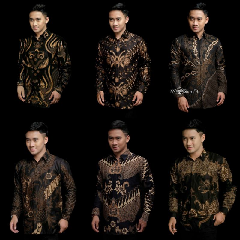 Jual Kemeja Batik Pria Modern Lengan Panjang Casual Modis Slim Fit ...