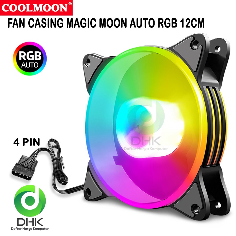 Jual Fan Casing Magic Moon 12cm AUTO RGB Silent Cooler Fan Casing ...