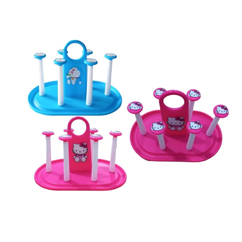 Jual RAK TATAKAN GELAS KARAKTER HELLOKITTY KEROPI DORAEMON MICKEY MOUSE ...