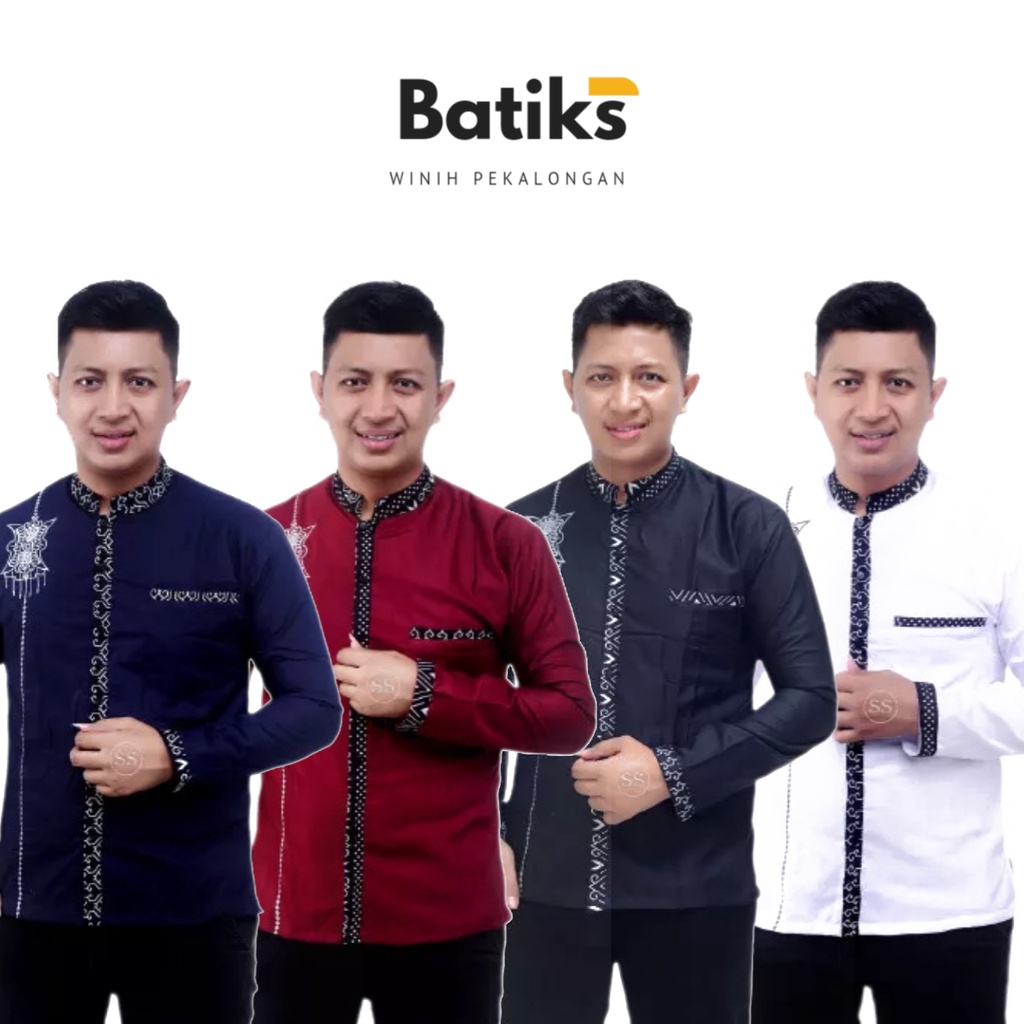 Jual Winih Batiks Baju Koko Pria Kombinasi Batik Koko Batik Koko Kurta Ukuran Dewasa Shopee