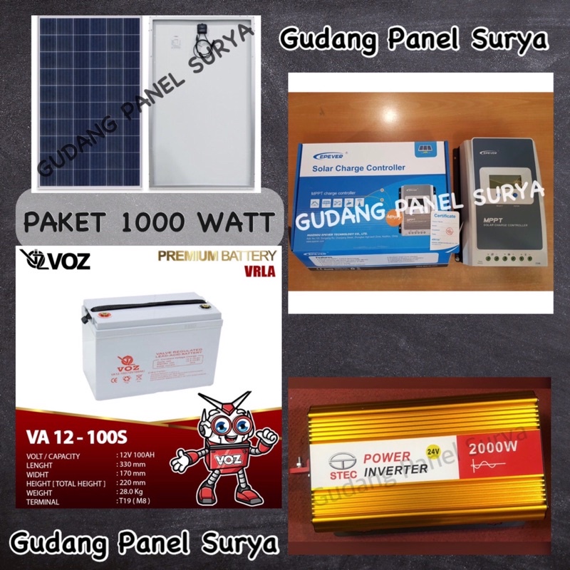 Jual PAKET Solar Panel Surya PLTS Tenaga Surya 1000Watt 1000watt 1000W ...