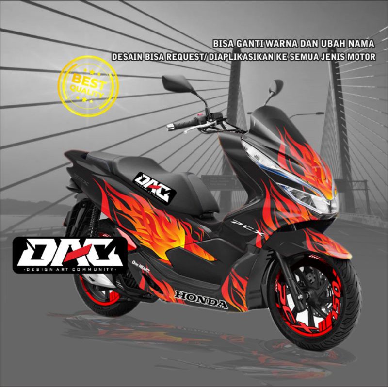 Jual Sticker Decal full body Honda PCX motif Api membara elegan ...