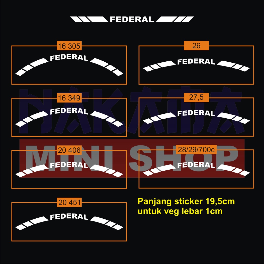 Jual cutting sticker reflective velg sepeda federal 1cm | Shopee Indonesia