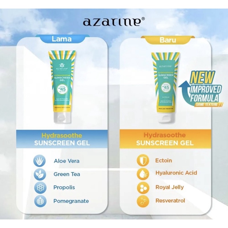 Jual NEW FORMULA AZARINE SUNSCREEN HYDRASHOOTHE SUNSCREEN GEL FUNGAL ACNE SAFE Shopee Indonesia