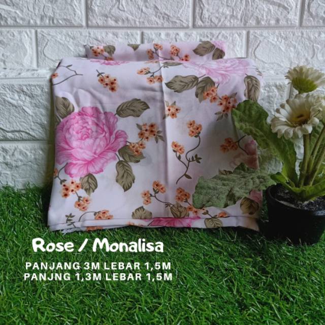 Jual POTONGAN KAIN MONALISA MOTIF ROSE. (2 potong) | Shopee Indonesia