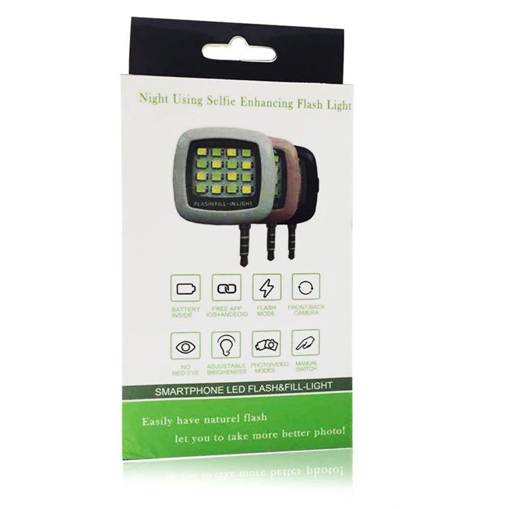 Smartphone LED flash light & fill-light flashlight for selfie - White