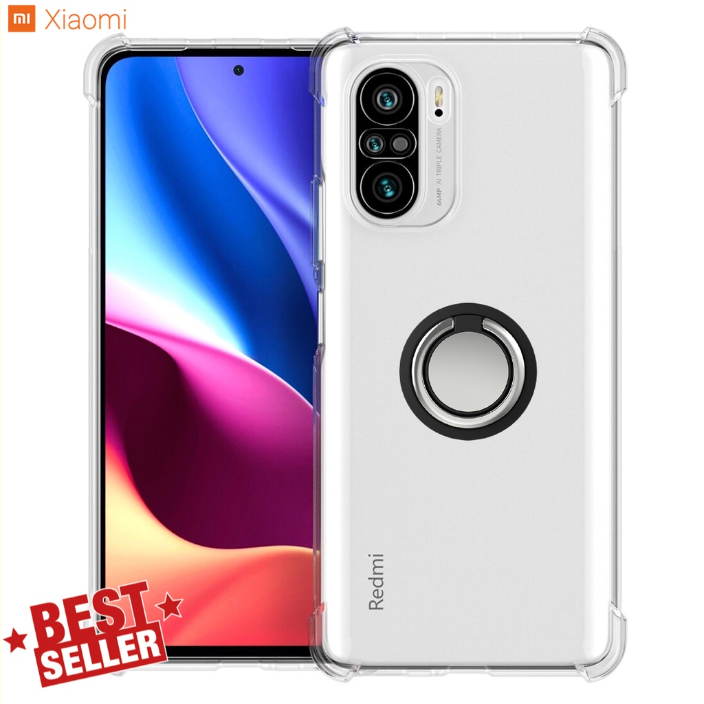 Jual Xiaomi Poco F3 Anti Crack Ring Standing Case Bening Clear Softcase ...