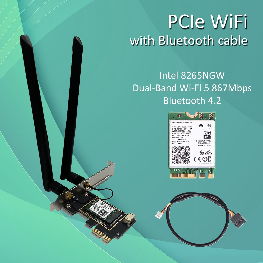 Jual PCIe x1 WiFi M.2 NGFF Wireless Card Set Bluetooth Adapter PCI ...
