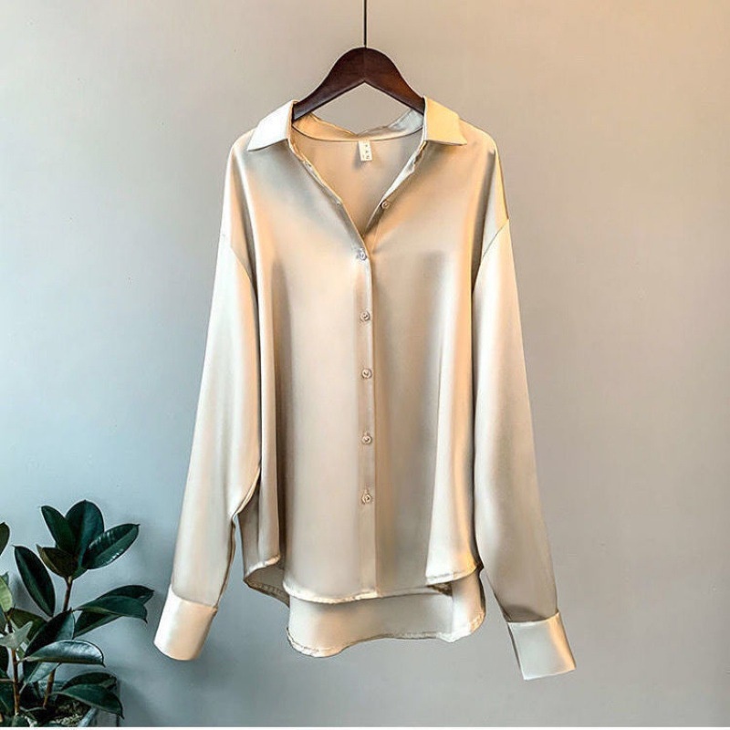 Jual Terbaru !! Kemeja Blouse Wanita Kemeja Satin Wanita Lengan Panjang
