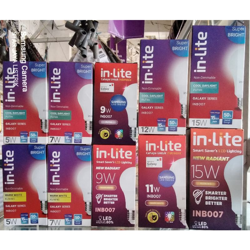 Jual LED Bulb in-Lite 5,7,9,11,15,18,25 Watt INB007 Galaxy Series Putih ...