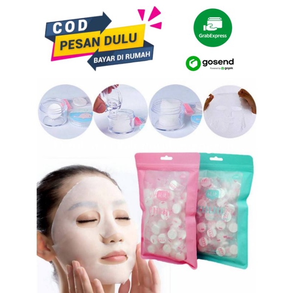 Jual DIY Compressed Mask Per PACK MAsker Wajah Bentuk Tablet Sheet Mask ...