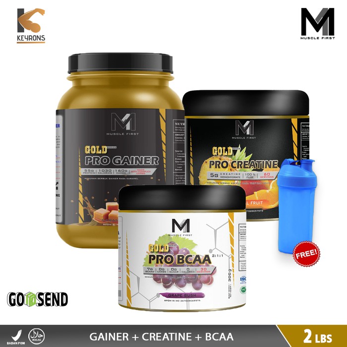 Jual M1 MUSCLE FIRST GOLD PRO GAINER 2 Lbs + BCAA + CREATINE 300 Gram ...