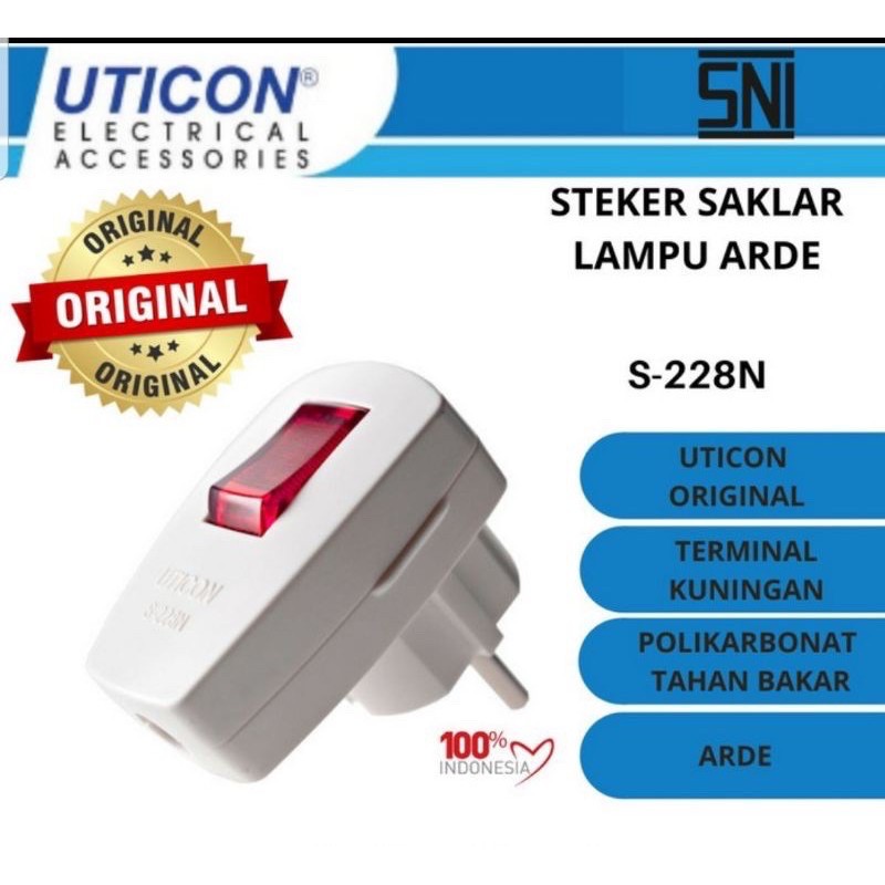 Jual Steker Saklar + Switch ON OFF lampu S-228 N Uticon | Shopee Indonesia