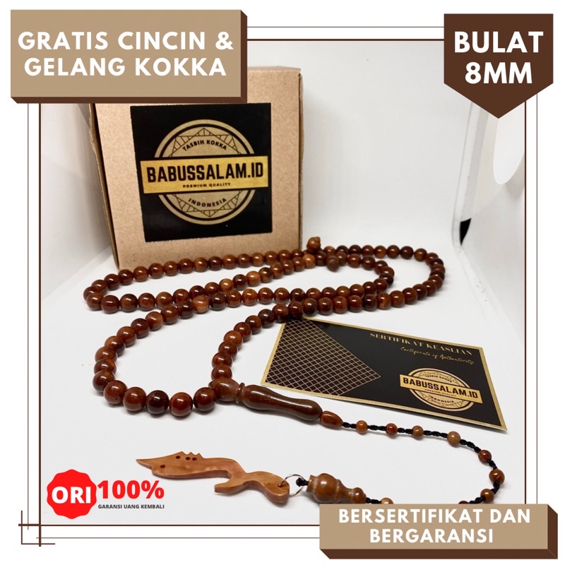 Tasbih Kokka Asli Bersertifikat 8MM Besar Tasbih Koka Besar Tasbih Kaokah  Asli Tasbih Kaukah