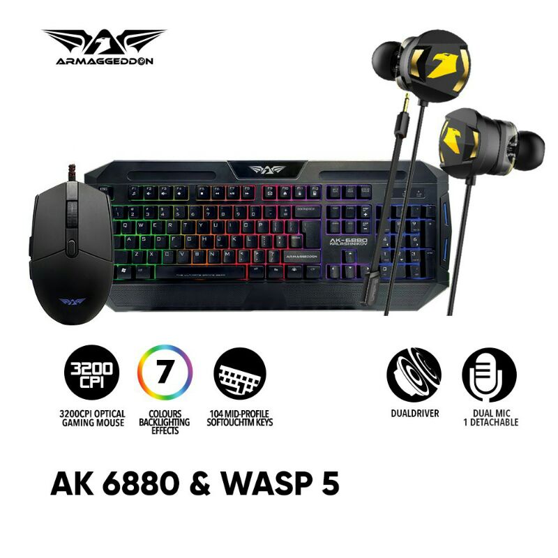 Jual Armaggeddon Keyboard Mouse Gaming Combo AK6880 Kalashnikov + ATOM ...
