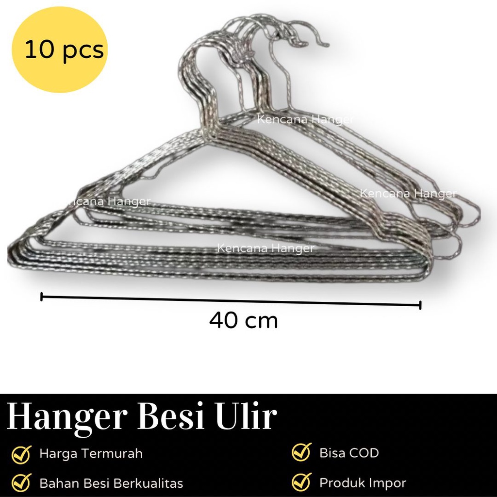 Jual Hanger Besi Ulir Gantungan Baju Stainless Steel Import Pcs