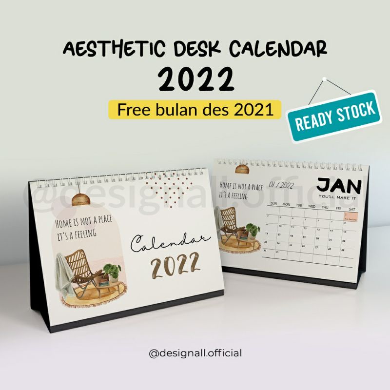 Jual Kalender Meja / Kalender Duduk Aesthetic Tahun 2022 Designall ...