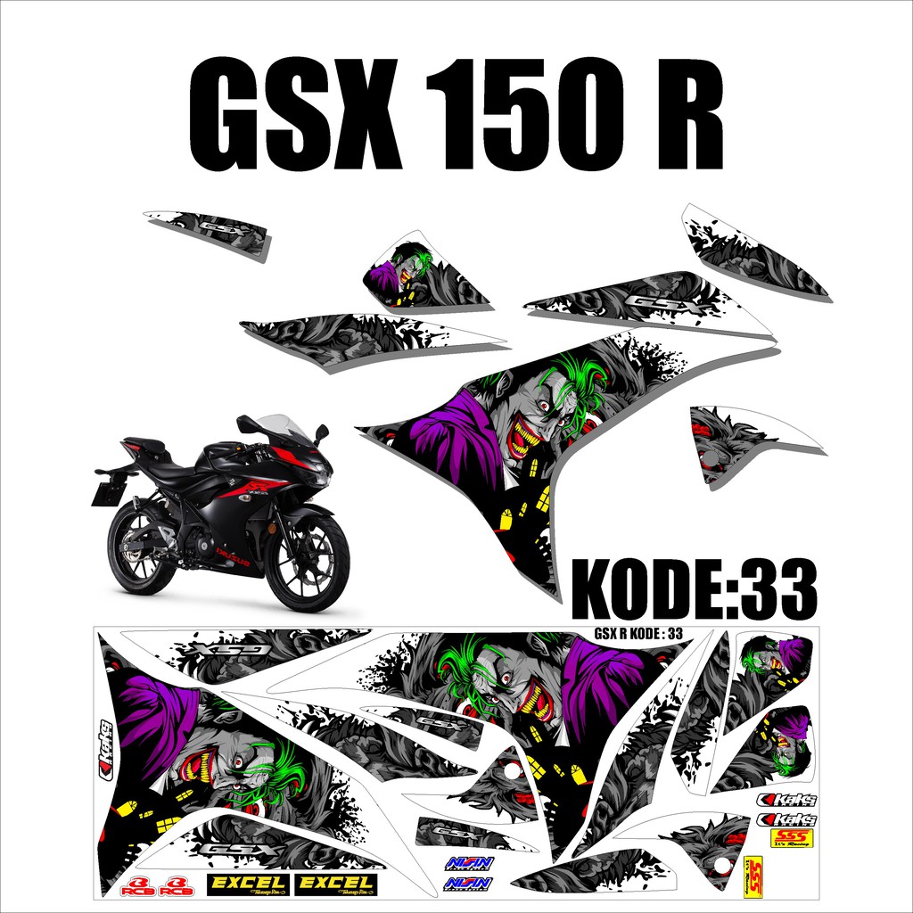 Jual (COD) Sticker Striping Lis Variasi GSX 150 R - GSX R Desain MM-33 ...