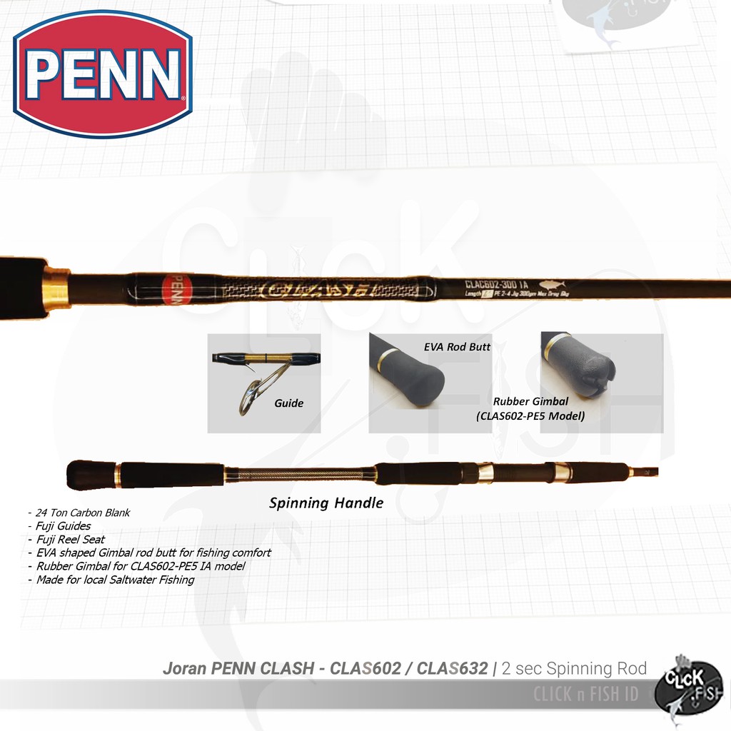 Jual Joran PENN CLASH Spinning / Overhead Rod - 632 PE#3 1-3 IA | 7kg ...