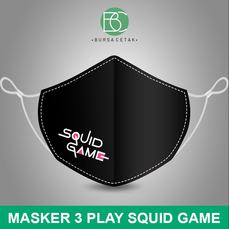 Jual Bursa Cetak Masker Kain 3 Lapis Ply Print Motif Squid Game