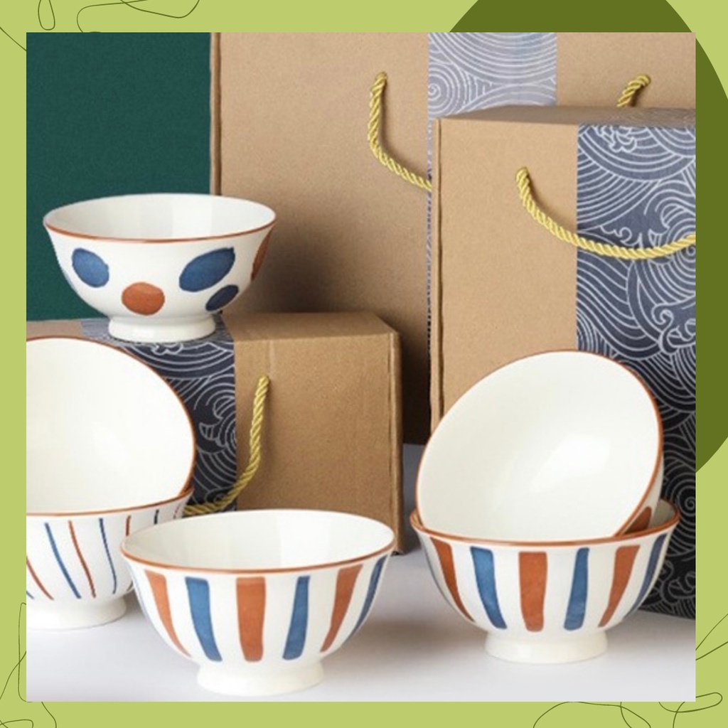 Jual Fancy Ceramic Bowl Set Alat Makan Mangkok Sup Keramik Sumpit Hampers Kado Lebaran Parcel 