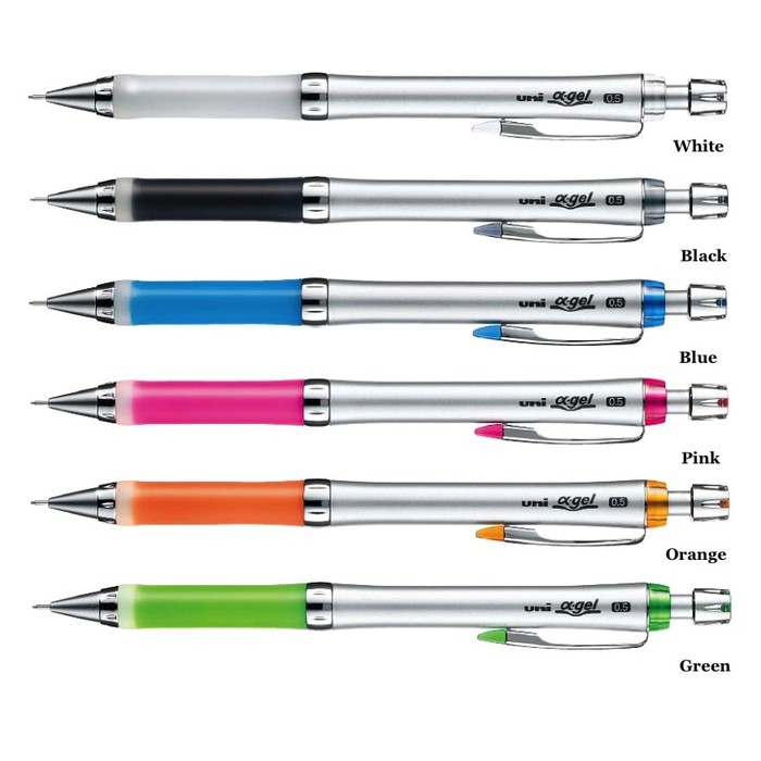 uni Alpha-Gel Slim 0,5 mm Portaminas con agarre firme, blanco (M5809GG1P.1