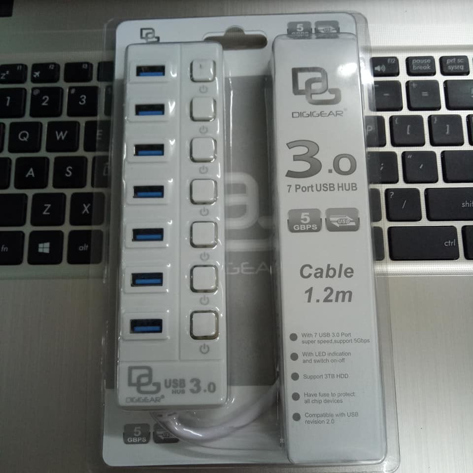 Jual USB HUB DIGIGEAR 7 PORT ON/OFF 3.0 KABEL 1,2M | Shopee Indonesia