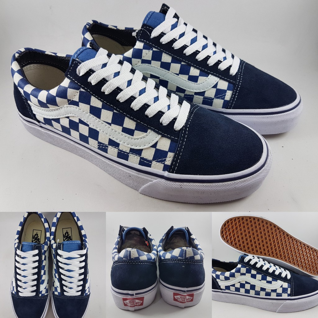 Vans old skool checkerboard navy sale