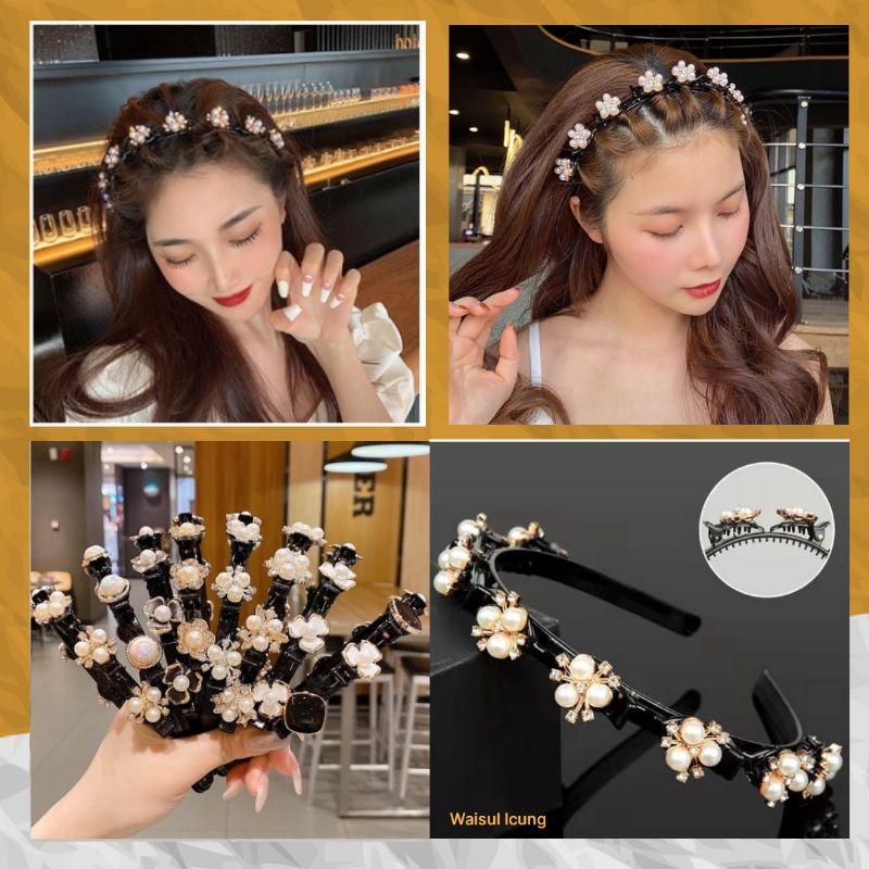 Jual Bandana Kepang Artis Korea Manik Bando kepang rambut artis Korea bling blink swarovski