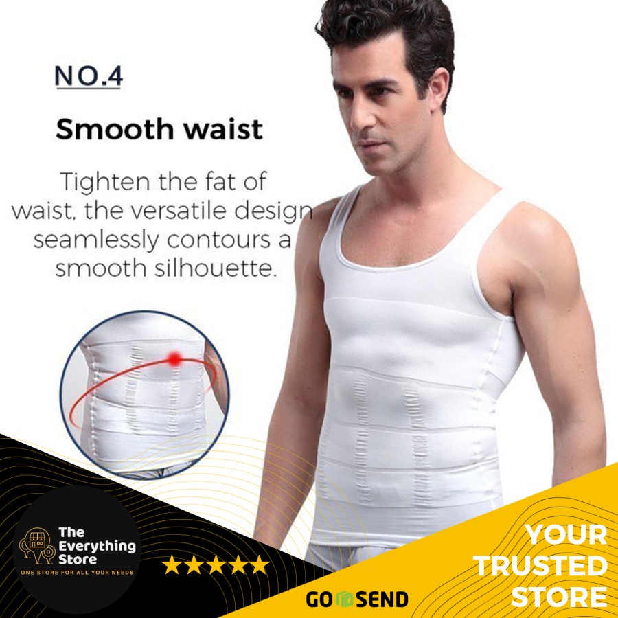 Jual Mens Slimming Body Shaper Tank Top Kaos Korset Pelangsing Perut ...