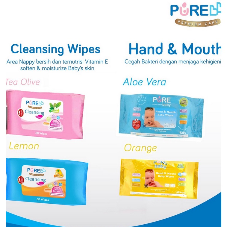 Jual Pure BB Baby Wipes Hand and Mouth & Baby Cleansing Tissue | Shopee ...